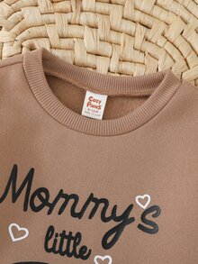 Cozy Pixies 女嬰幼兒女童卡通動物豹紋簡約字母圖案針織軟綿圓領長袖/帽袖套頭運動衫彈性腰貼身長褲2件套可愛套裝，適合居家休閒外出度假派對等多種場合 - 彩色 - 查看 3