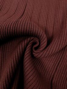 EMERY ROSE Gaun Rajut Elegan Pas Badan Lengan Panjang Berlubang dengan Dekorasi Logam Warna Polos untuk Wanita, Cocok untuk Kantor, Makan Malam, Warna Burgundy, Musim Gugur - Merah - View 3