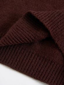 SHEIN Ung flicka) Jacquardtröja med rosett, varm för höst/vinter, mångsidig för skolstart, med raglanärm, matchar allt - Kaffebrun - Visa 7