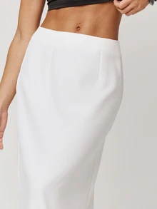 Musera Petite Pinstripe Low Rise Maxi Skirt Autumn Winter Back To School Daily Everyday - White - View 5