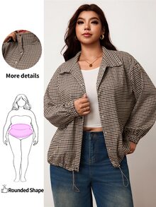 Enliva Plus-Size Women's Casual Loose Plaid Autumn And Winter Coat Apple,Rounded Body - Multicolor - View 6