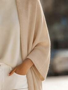 SHEIN Women's Solid Color Casual Versatile Daily Long Sleeve Cardigan - Apricot - View 3