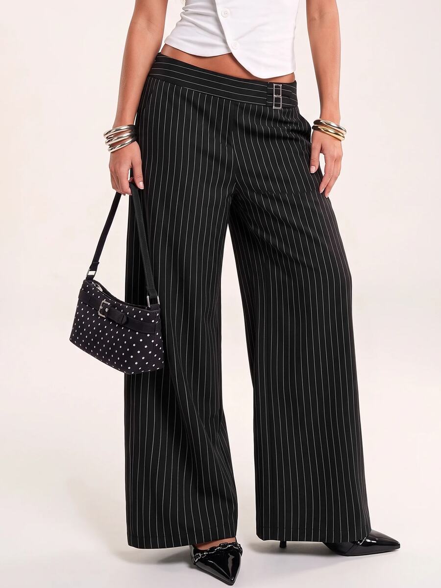 Avantive Women's Striped Casual Daily Wear Long Pants - Blue - View 1