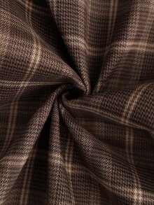 Core Aspect 2026 Spring Summer Men Vintage Brown Plaid Flare Dress Pants, Retro College & Smart Casual Style, Wr - Brown - View 5
