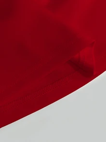 SHEIN Franclia 女款夏季 Polo 領短袖收腰 A 字連身裙，簡約顯瘦裙裝，適合日常通勤、外出與旅行 - 紅色 - 查看 6