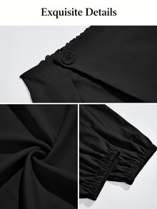SOLERSUN Plus Size Women's Elegant Casual Asymmetric Long Pants, Daily Commute, Streetwear Fall - Black - View 7
