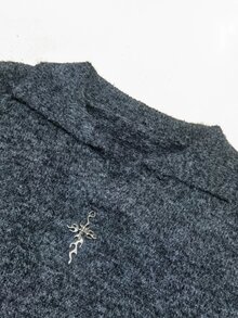 Claim Dot 男士街頭休閒長袖毛衣，適合日常穿著 - 深灰色 - 查看 3
