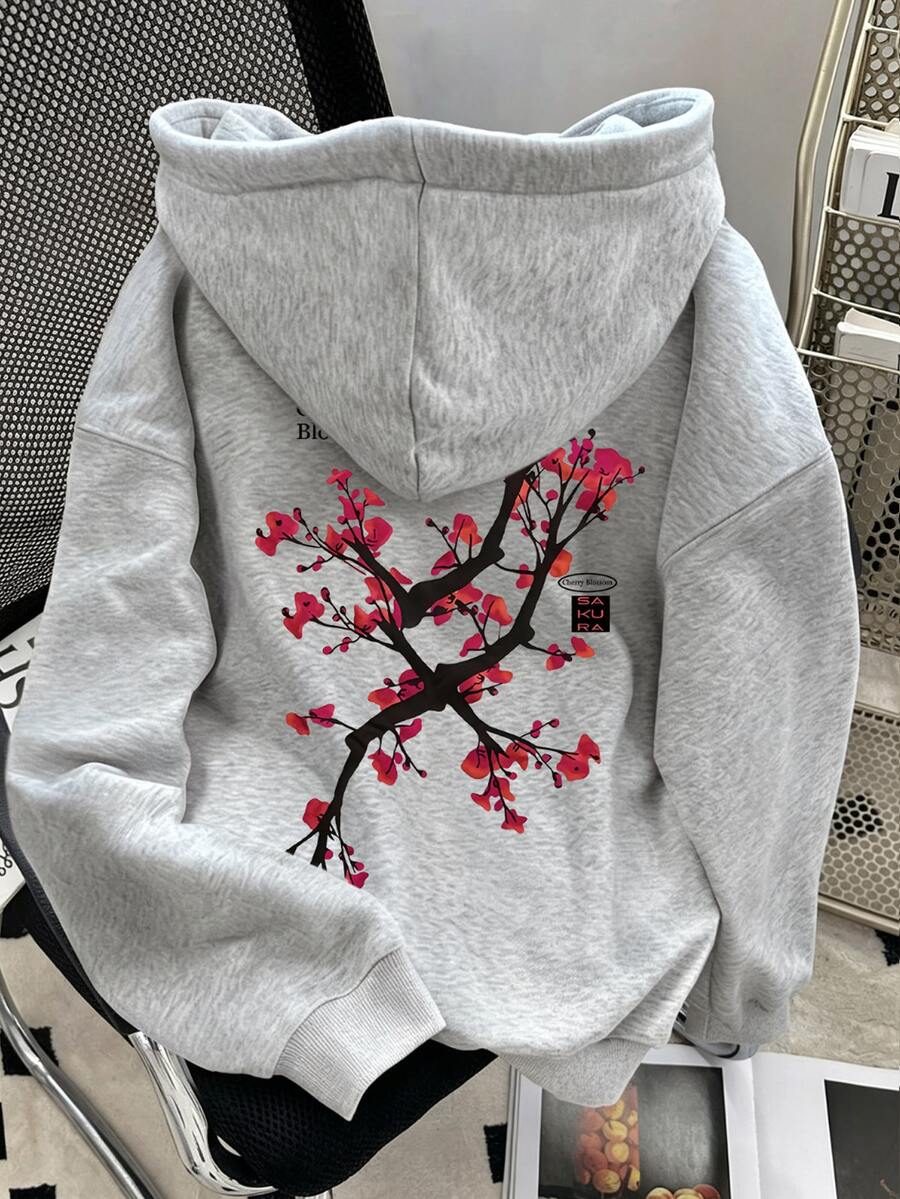 Resyla 女款字母印花長袖休閒寬鬆衛衣 - 深灰色 - 查看 1