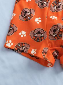 SHEIN | PAW Patrol Young Boy Cartoon Print Tank Top And Boxer Briefs Set - Orange - View 9