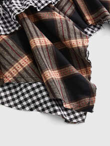 Sweetness Women's Plaid Patchwork Casual Daily Denim Mini Skirt - Multicolor - View 4