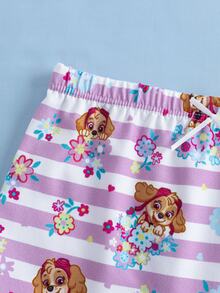 SHEIN | PAW Patrol Young Girl Cartoon Print Striped Top And Hipster Panties Underwear Set - Pink - View 9