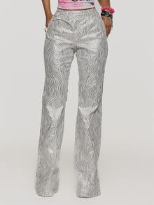 MUSERA Zebra Print Denim Low Rise Flare Jeans Autumn Fall Winter Coolgirl Rave Festival Halloween Ultra M - Multicolor - View 2