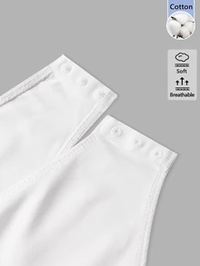SHEIN BASICS 女款純色立領休閒日常連身衣 - 白色 - 查看 3