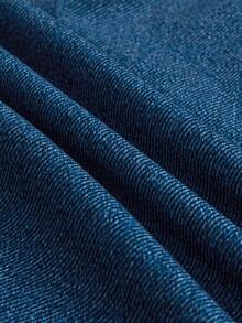 GlowEve CURVE Kemeja Wanita Ukuran Besar Motif Denim Patchwork Biru & Putih Elegan Kasual untuk Perjalanan Musim Gugur - Putih - View 6