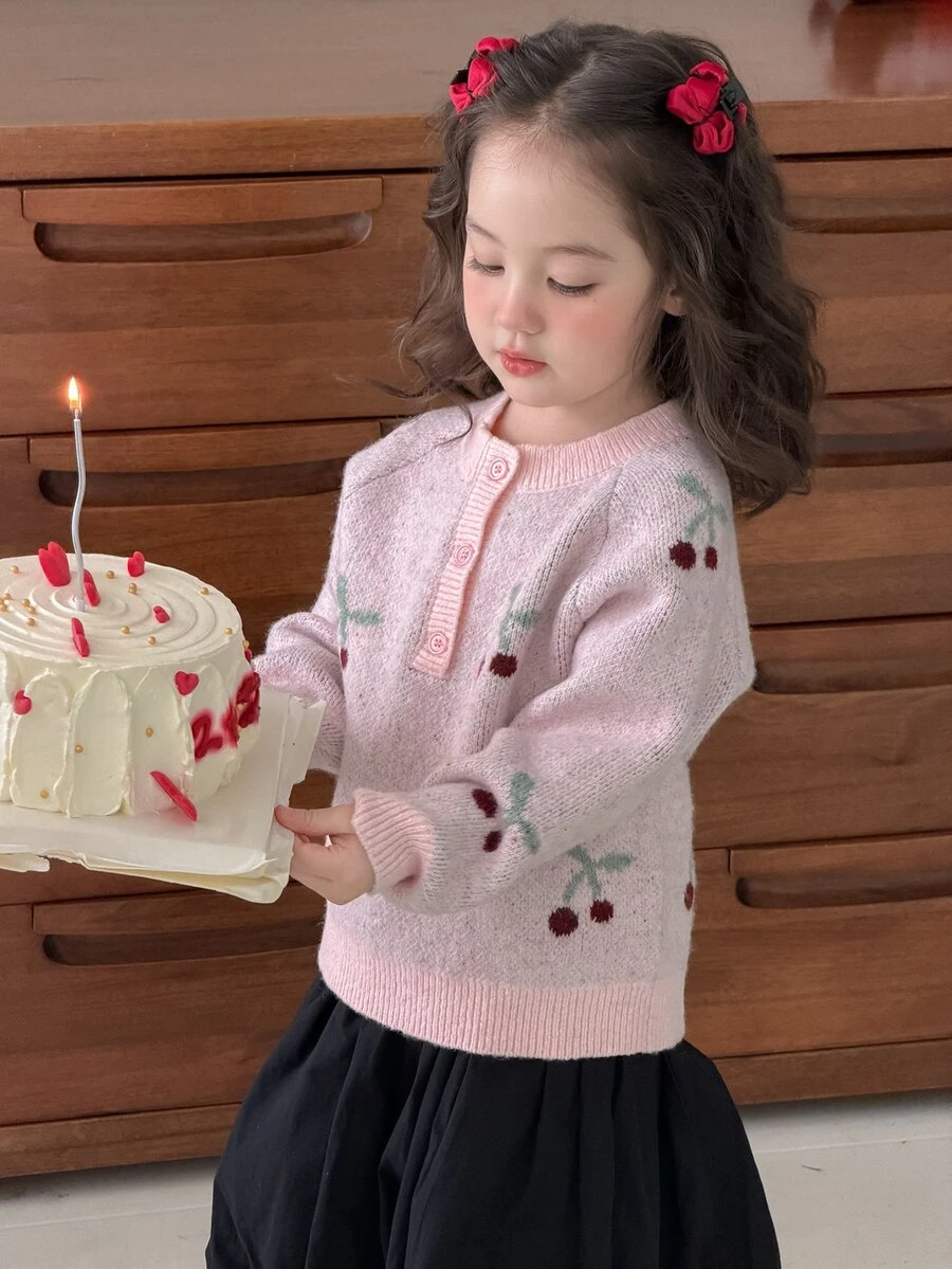 DAZY Infant/Toddler (Girl) Round Neck Colorblock Casual Long Sleeve Autumn/Winter Sweater - Pink - View 1