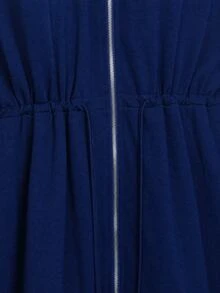 Lacomfia Plus Size Streetwear Striped Colorblock Zip-Up Jacket And Pants Set - Navy Blue - View 5