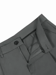 SLATEMANN Men's Black Suit Pants, Loose Casual Versatile Fashion Dress Trousers - Dark Grey - View 6