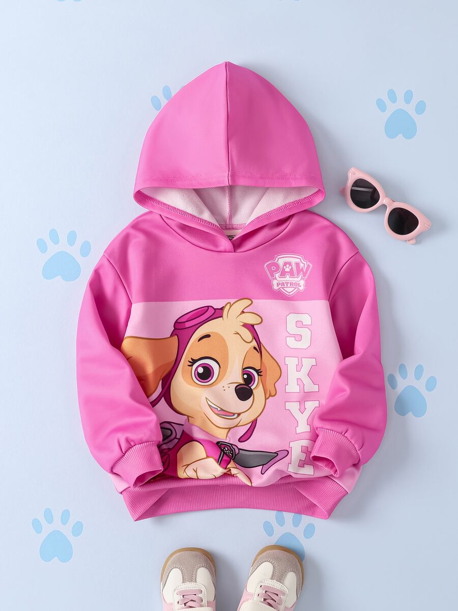 SHEIN | PAW Patrol Young Girl Cartoon Print Long Sleeve Sweatshirt - Pink - View 1