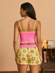 GARFIELD | SHEIN Women's Cartoon Print Camisole Top And Shorts Casual Daily Home Sleepwear Set - Multicolor - View 2
