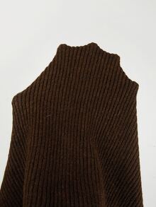SHEIN Fall Chic Mock Neck Wrap Knit Top, Long Sleeve Button Detail Slim‑Fit Women Pullover - Apricot - View 7