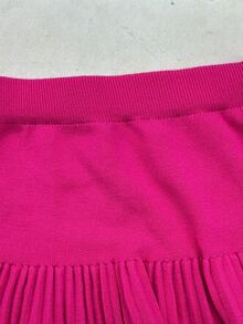 SHEIN 女童秋冬時尚愛心蝴蝶結針織長袖開襟毛衣與黑色裙子套裝 - 粉色 - 查看 4