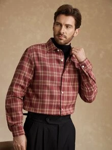 Core Aspect 1pc Men's Light Business Style Shirt, Commute Versatile, Fashionable & Comfortable, Boyfriend Gift, Husband Gift, Anniversary Gift - Red - View 3