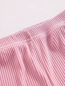 SHEIN Playful Pals 女童休閒基礎款黑色、灰色與粉色 3 件組高腰喇叭褲，多色可選，提供更多搭配選擇 - 彩色 - 查看 6