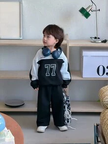 DAZY Infant (Boy) Round Neck Contrast Color Long Sleeve Jacket Set - Grey - View 8