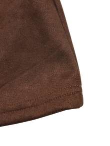 LUMIGAL Women's Solid Color Pleated Casual Party Dress - Coffee Brown - View 6