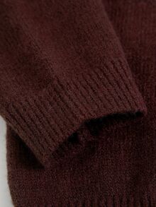 SHEIN Ung flicka) Jacquardtröja med rosett, varm för höst/vinter, mångsidig för skolstart, med raglanärm, matchar allt - Kaffebrun - Visa 3