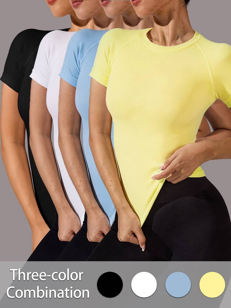 SHEIN Velisys Seamless Women Sports Tees Tanks - Multicolor - View 1