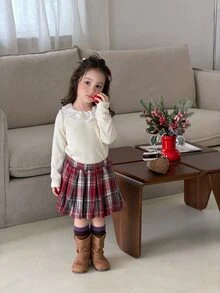 DAZY Infant/Toddler (Girl) Plaid Spring/Autumn Korean Style Bottoms - Red - View 7