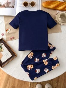 Sweet Dream 系列女童可愛水豚圖案長袖長褲睡衣套裝，舒適休閒居家服，適合秋冬，女童秋季服飾，女童睡衣套裝，女童貼身衣著 - 彩色 - 查看 5