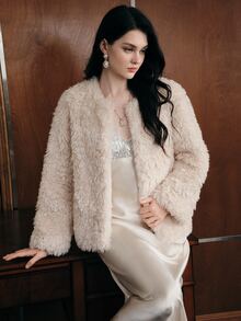 Anewsta Women's Solid Color Casual Versatile Winter Faux Fur Coat - Beige - View 6