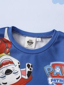 SHEIN | PAW Patrol Young Boy Cartoon Print Long Sleeve Sweatshirt And Jogger Pants Set - Blue - View 4