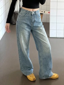 DAZY Women's Casual Wide Leg Jeans With Back Pocket Print, Slimming Long Pants - Fresh Green - View 10