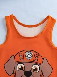 SHEIN | PAW Patrol Young Boy Cartoon Print Tank Top And Boxer Briefs Set - Orange - View 4
