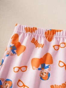 Blippi X SHEIN Young Girl Cartoon Print Camisole And Shorts Underwear Set - Pink - View 6