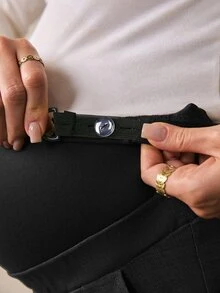 Boho Mama بنطلون طويل كاجوال يومي للحوامل بلون سادة وخصر قابل للتعديل - الأسود - مشاهدة 4