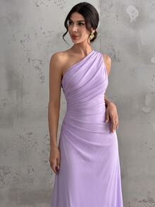 Firerie Women's Elegant Formal Office Commute Casual Vacation Party Vintage Teacher Mesh Solid Color One - Lilac Purple - View 3