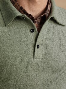 Core Aspect Men's Solid Color Long Sleeve Casual Commute Polo Shirt - Green - View 5