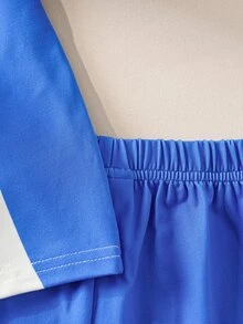 Blippi X SHEIN Young Boy Letter Cartoon Print Short Sleeve T-Shirt And Shorts Set - Blue - View 6