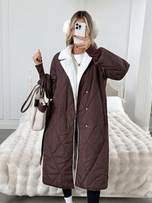 Easowa Women's Fall/Winter Long Sleeve Single-Breasted Long Casual Minimalist Winter Coat Travel Everyday Dark Brown - Brown - View 2