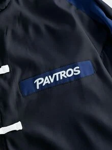 PAVTROS Men's Contrast Color Frog Button Design Zipper Placket Casual Jacket - Navy Blue - View 5