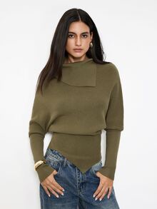 Maija Women's Solid Color Casual Daily Knit Top,Going Out Outfits, Work Outfits For Women,Fall Clothes - Army Green - View 7