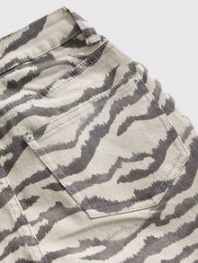 ROMWE Y2K Women's Autumn Zebra Print Denim Flare Jeans Everyday Traveling Beige Retro Street - Multicolor - View 4