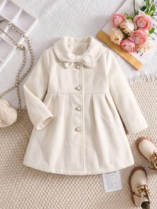 SHEIN Young Girl Woven Solid Color Lapel Casual Wool - Multicolor - View 5