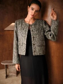 MOTF PREMIUM WOMEN'S FASHION BUTTON LONG SLEEVE WINTER OVERCOAT - Dark Grey - View 2