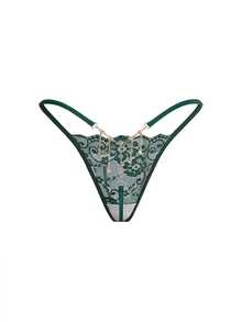 AltBold 3pcs/Set Lace Trim Chain Back Low Waist Women's Thong - Multicolor - View 4