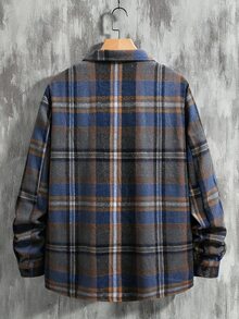 Manfinity Homme 男士休閒單排釦格紋商務長袖襯衫 - 彩色 - 查看 2